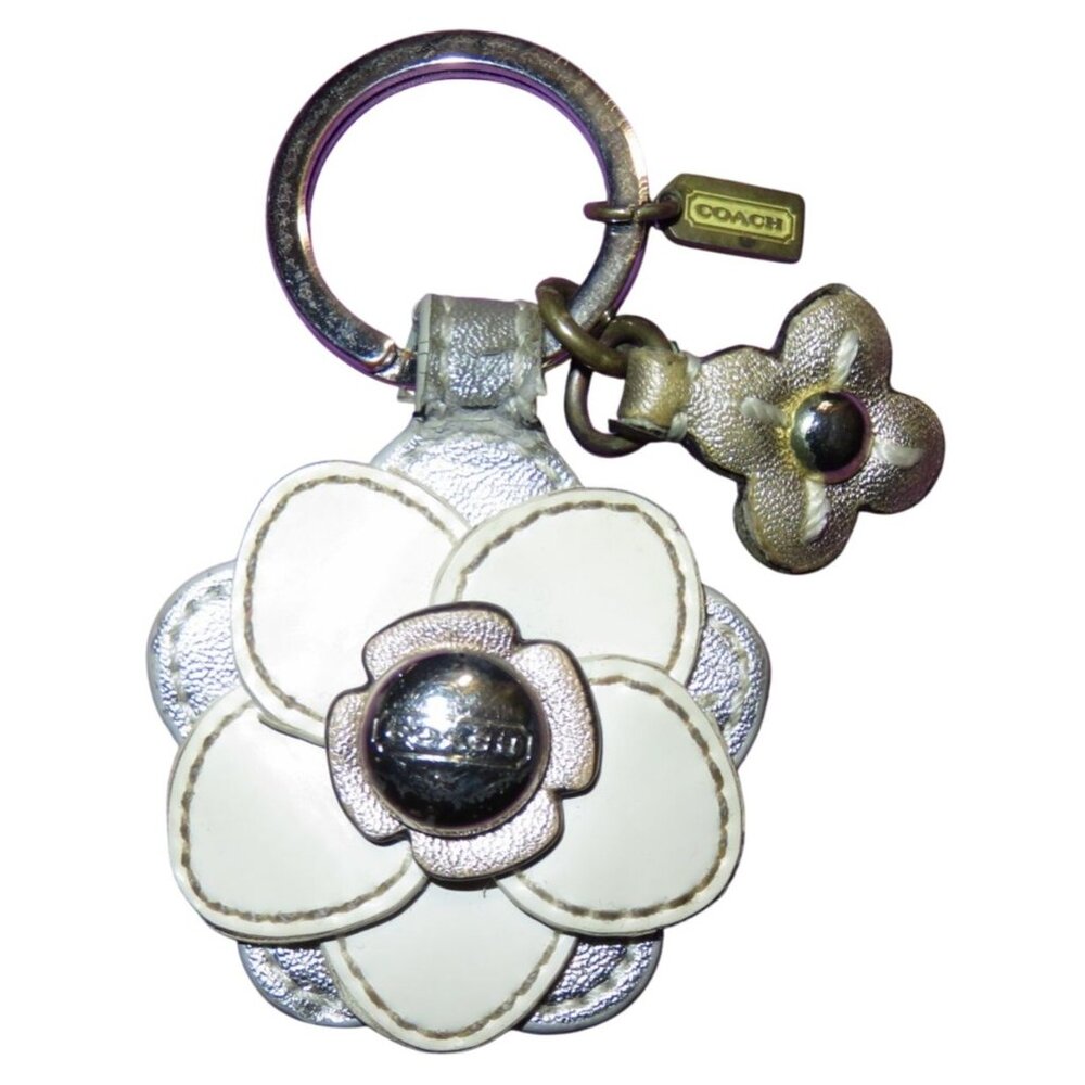 COACH Leather Floral Applique Key FOB Keyring Keychain 64298